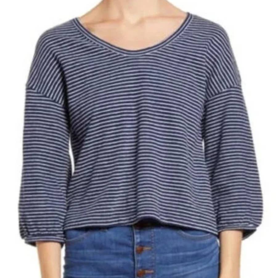 Madewell V-neck Bubble Sleeve Sweatshirt