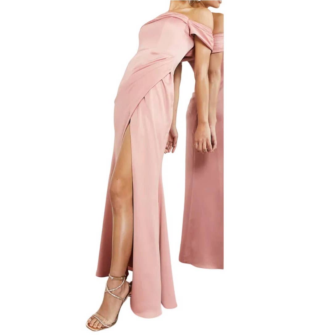 ASOS Edition Satin Bardo Drape Wrap Maxi Dress