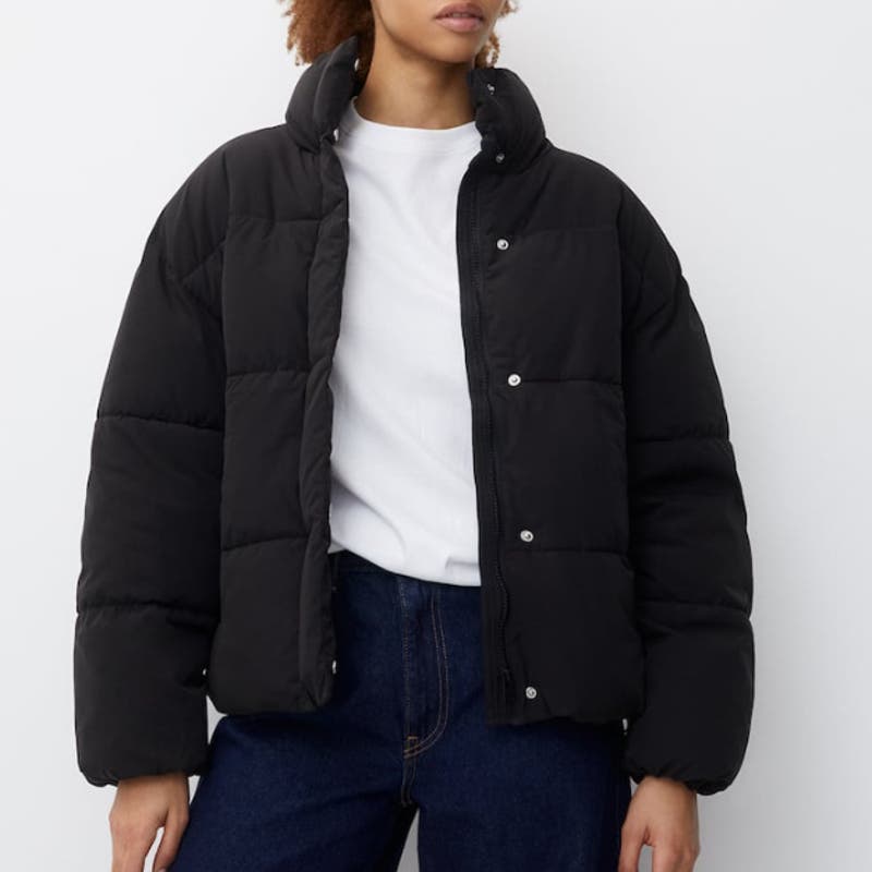 Pull & Bear Puffer Jacket with Funnel Collar