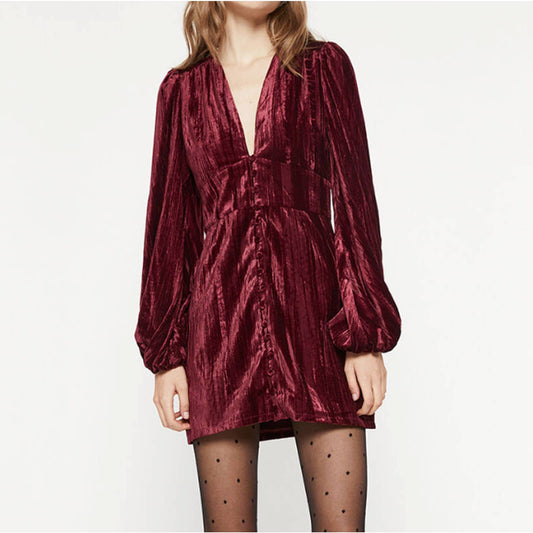 Bardot Crinkle Velour Mini Dress