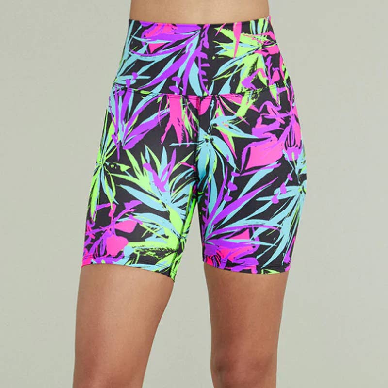 BEACH RIOT Bike Shorts Neon Palms